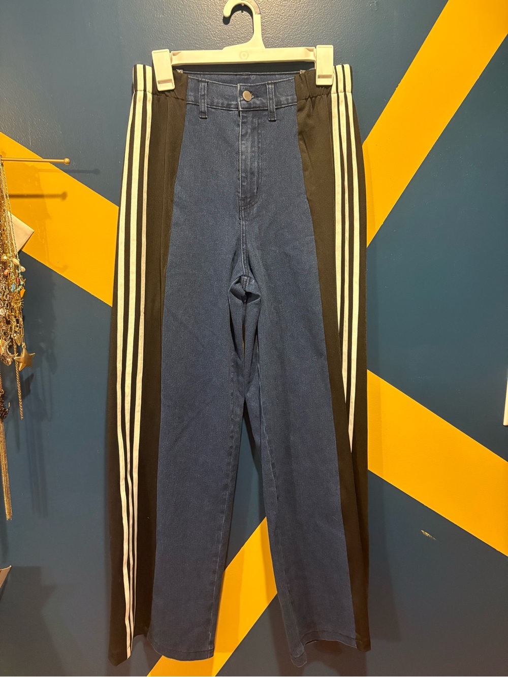 Commense Dark Wash Athletic Stripe Wide Leg Jeans NWT